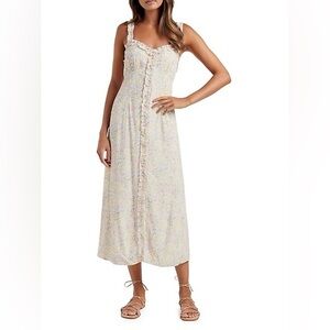 NWT Ever New sundress, white w/ floral print, ruffle and button details, sz 6